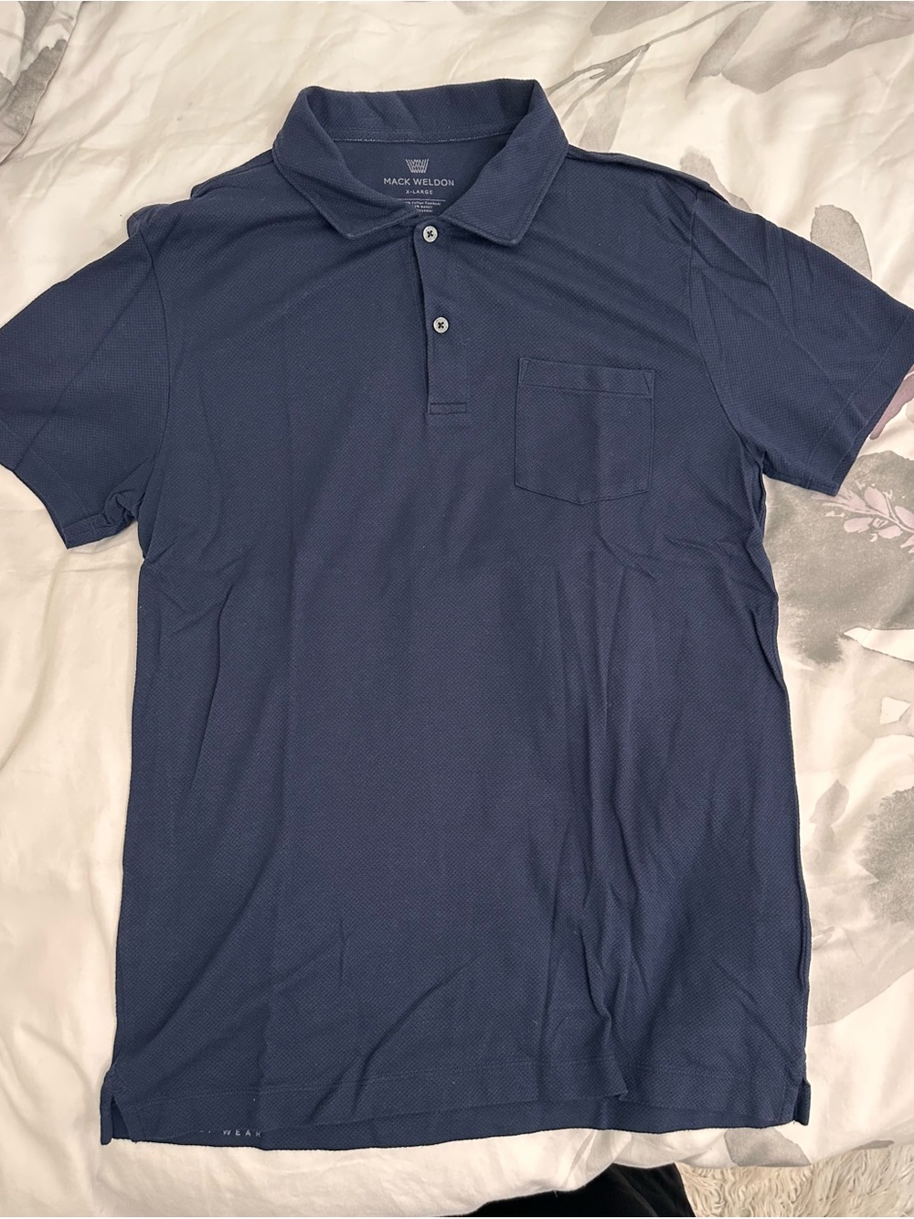 Mack Weldon Vesper Men’s Pocket Polo Navy XL Cotton Modal Mesh Knit